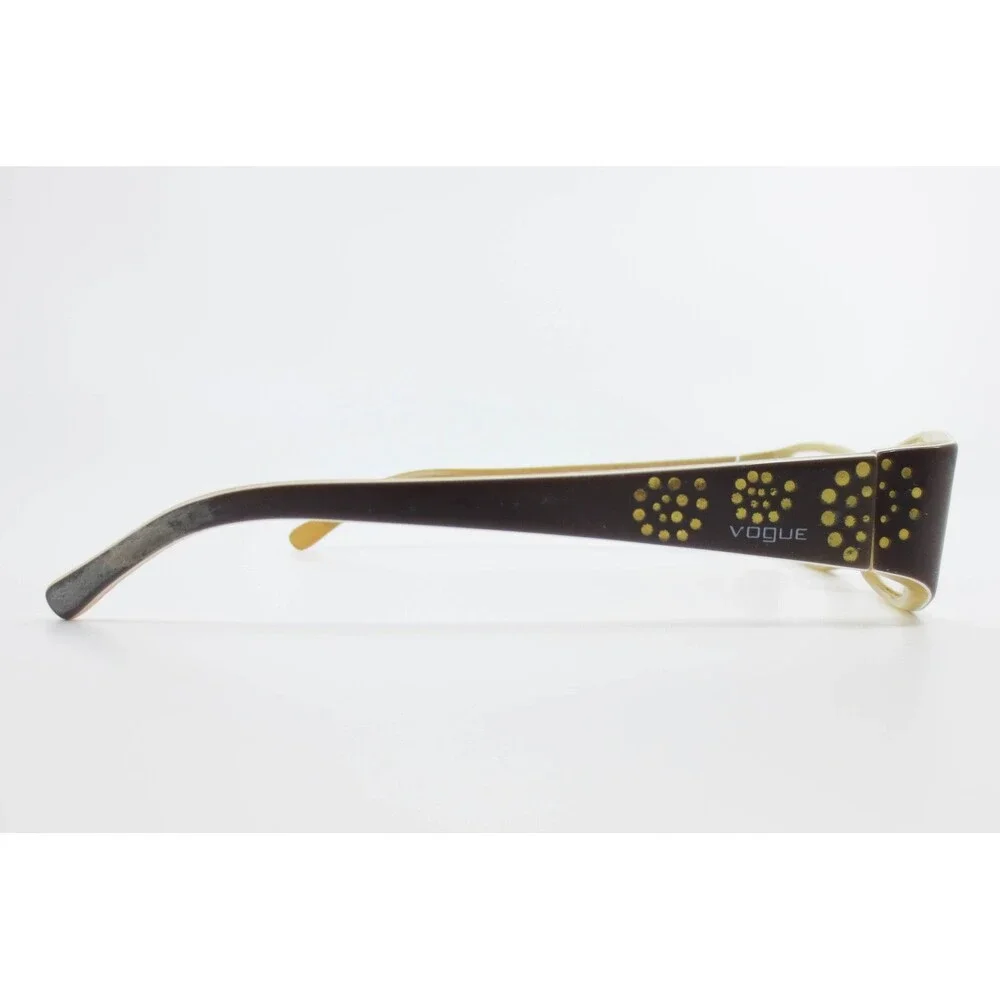 Vogue VO 2484 Brown Tan Rectangular Eyeglasses Frames 51-15-130 Womens Gold Dots